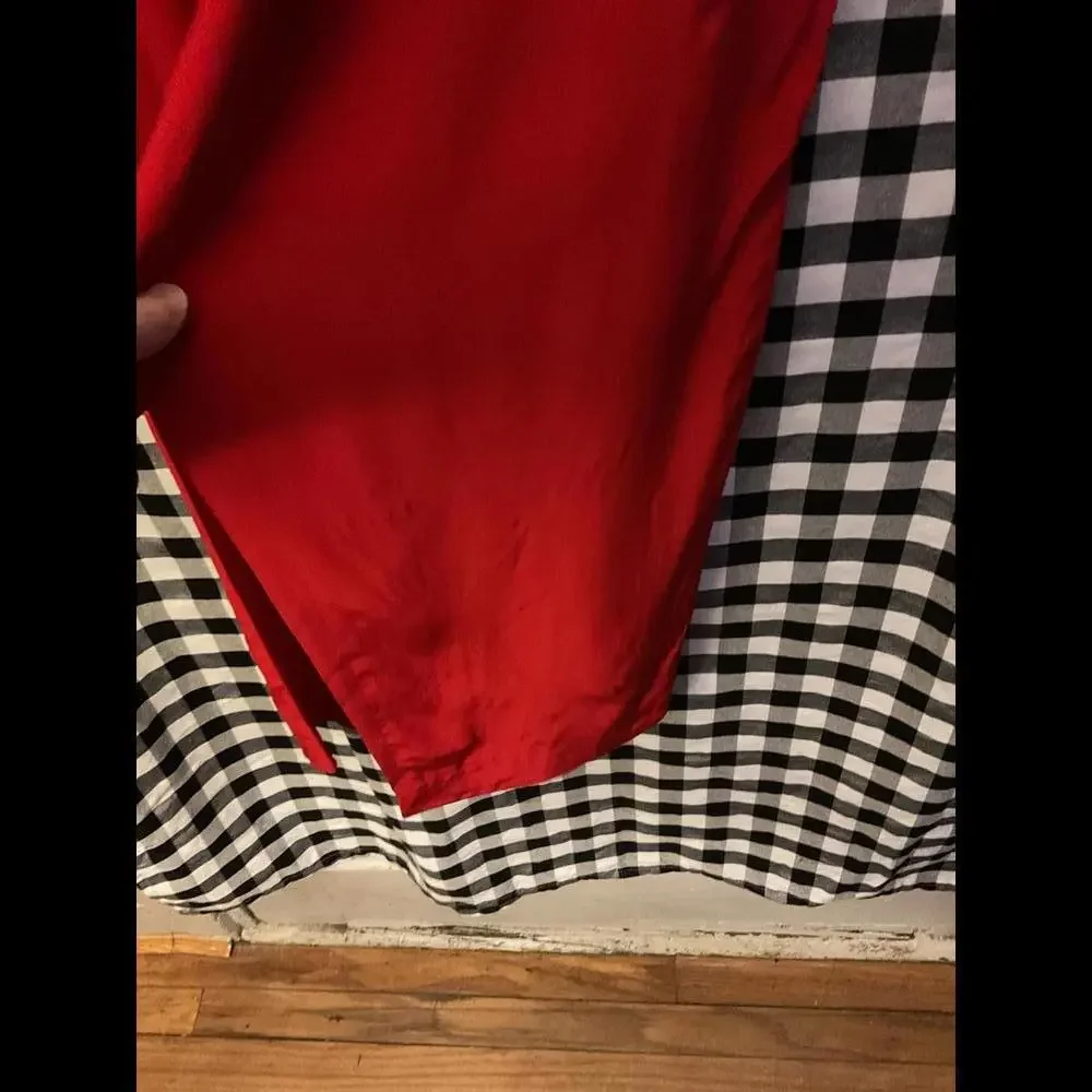 Vintage 1990's Y2K  Liz Claiborne Red Silk Pants with tie waist Size Large - Picture 5 of 9